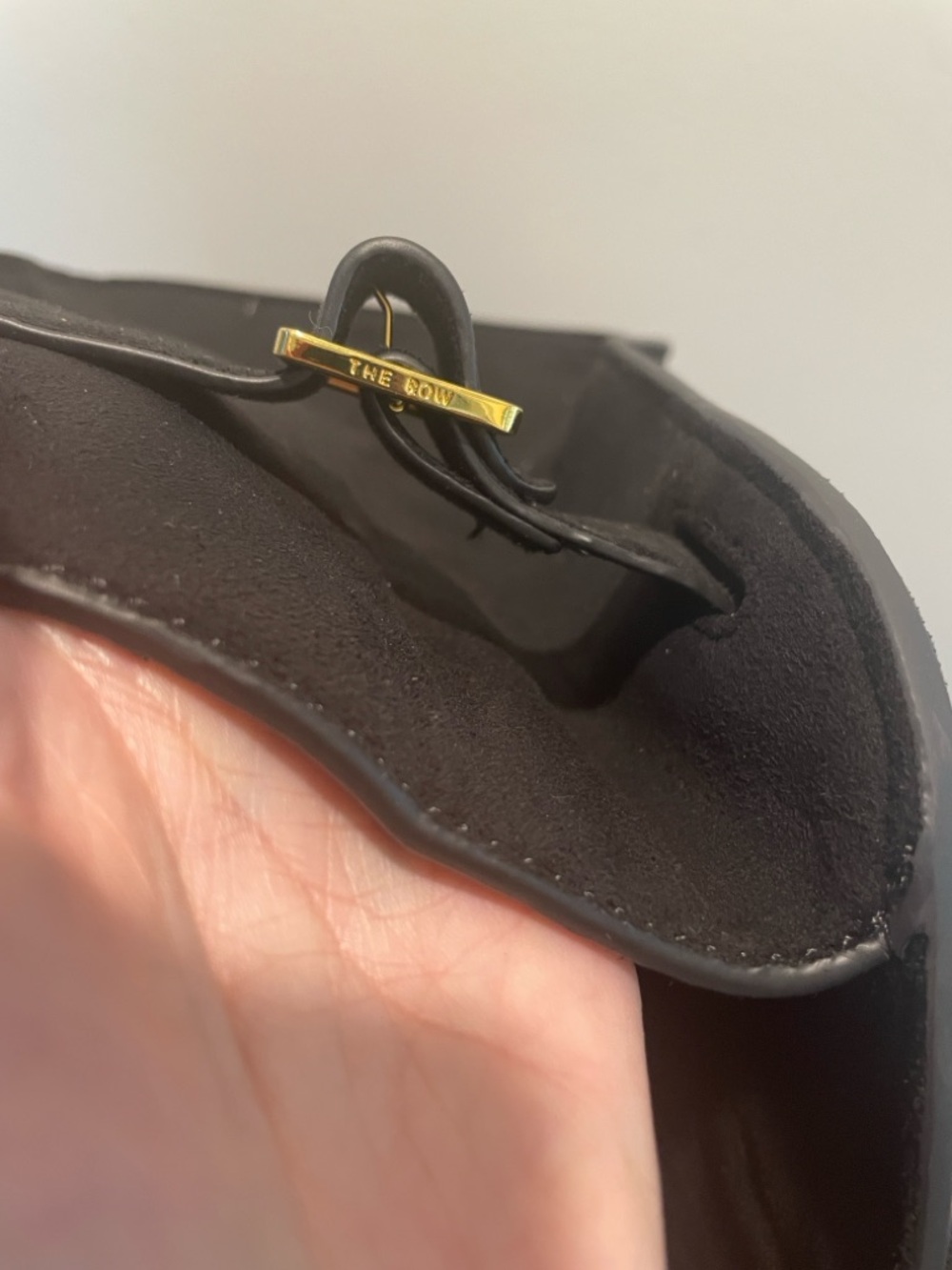 The Row Margaux Black Suede Satchel with Gold Hardware New - Picture 6 of 16